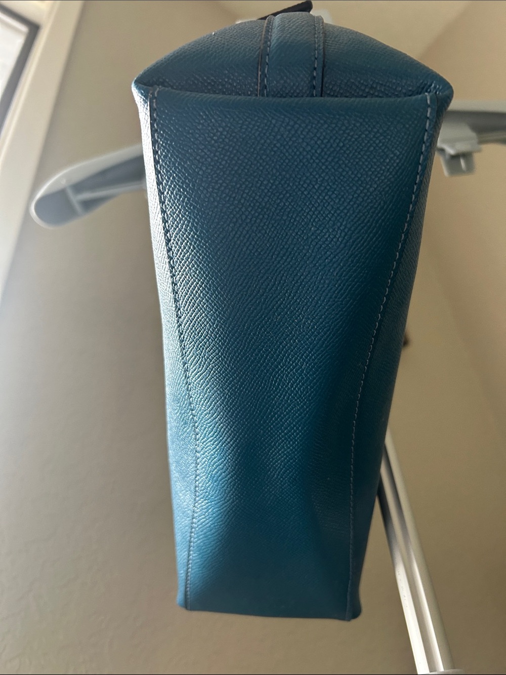 Coach Teal Pebbled Leather Shoulder Bag with Silver Hardware - Picture 6 of 12